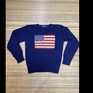 Polo ralph lauren american flag knit sweater vintage size small vintage vtg